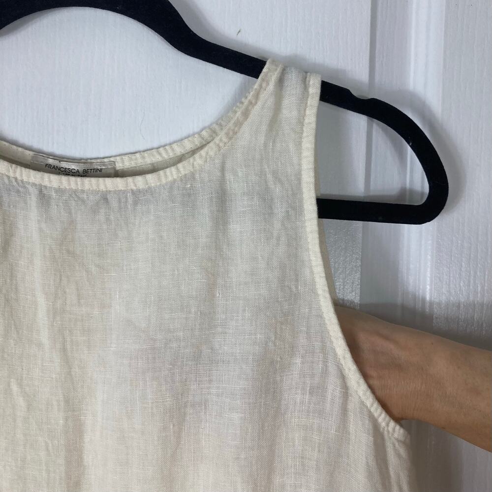NWOT FRANCESCA BETTINI Dress S ITALY Linen Cream A-Line Slit-Sides Maxi Midi - Picture 10 of 10